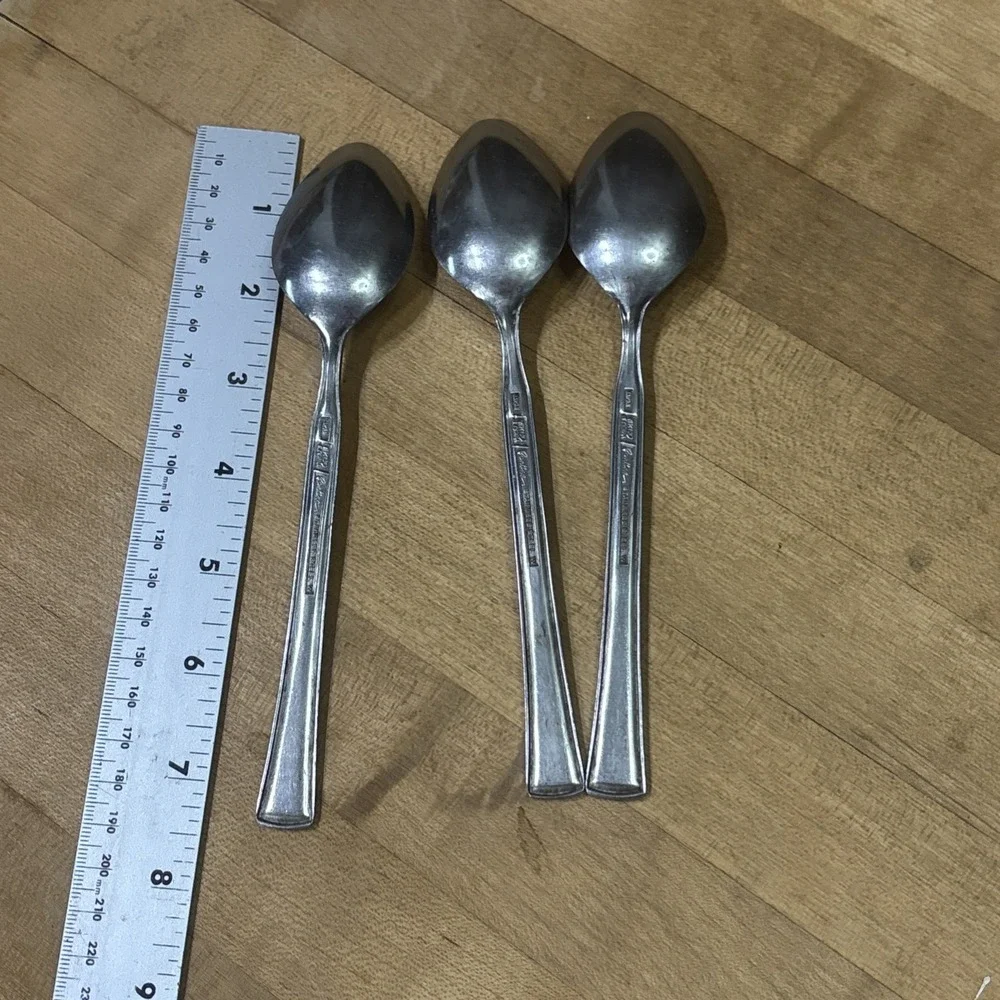 Lot 3 EKCO Cantina Stainless Steel Teaspoons Floral Pattern Flatware Korea